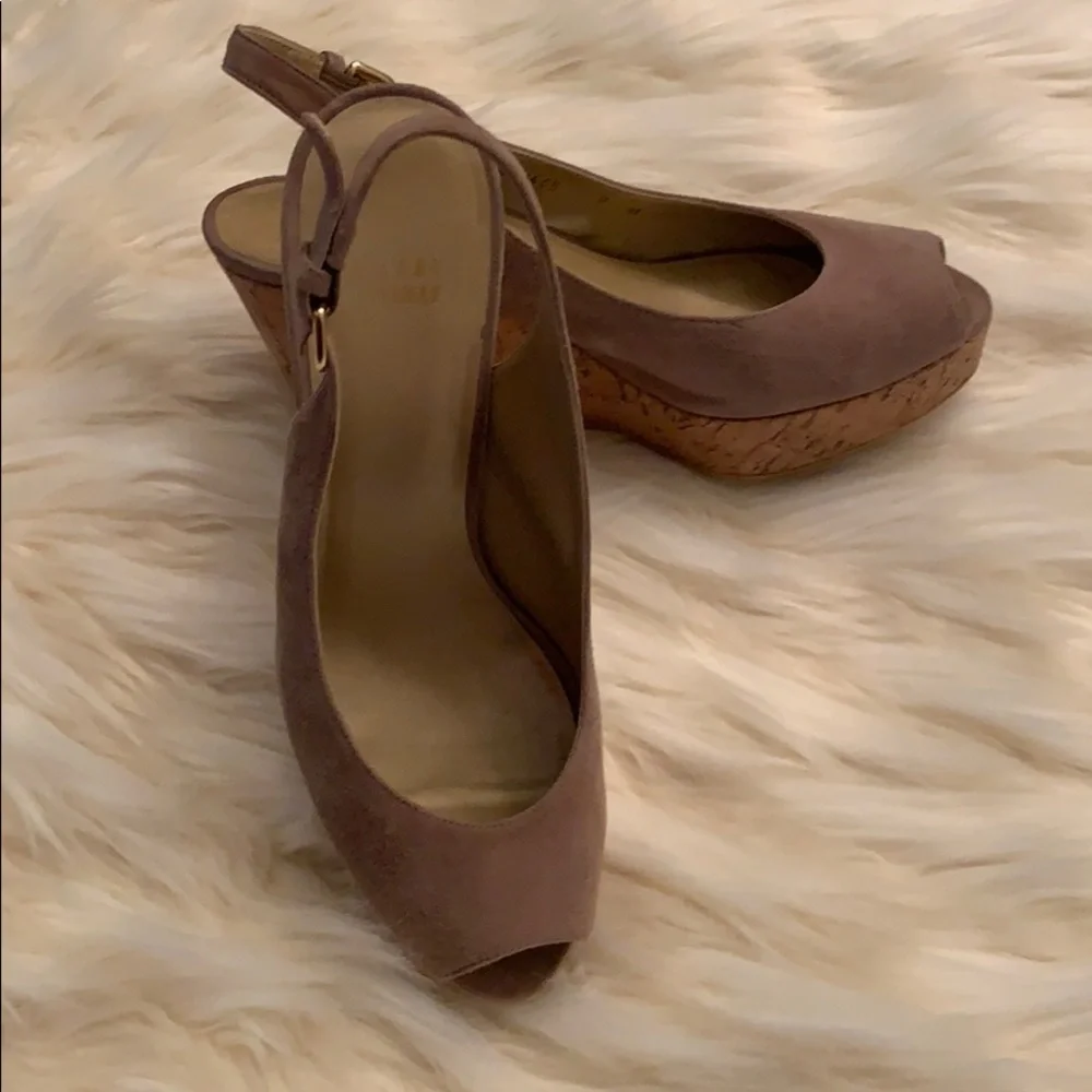 Stuart weitzman suede leather wedge shoes size 9 - Picture 5 of 5